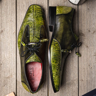Marco Di Milano Anzio Green Exotic Alligator /  Calfskin Leather Derby (MDM1037)