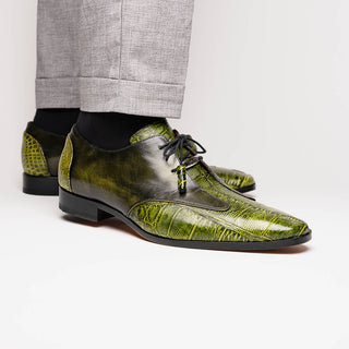Marco Di Milano Anzio Green Exotic Alligator /  Calfskin Leather Derby (MDM1037)