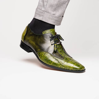 Marco Di Milano Anzio Green Exotic Alligator /  Calfskin Leather Derby (MDM1037)