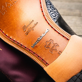 Marco Di Milano Anzio Newspaper & Gray Exotic Alligator / Calfskin Leather Derby (MDM1037)