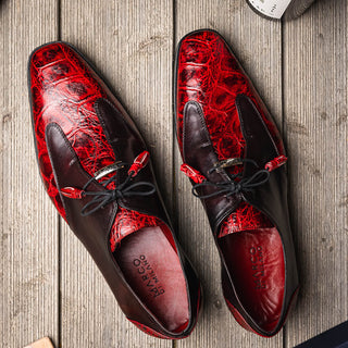 Marco Di Milano Anzio Black Cherry Exotic Alligator /  Calfskin Leather Derby (MDM1037)