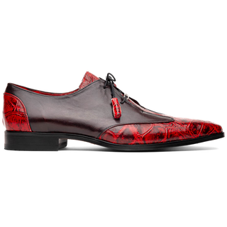 Marco Di Milano Anzio Black Cherry Exotic Alligator /  Calfskin Leather Derby (MDM1037)