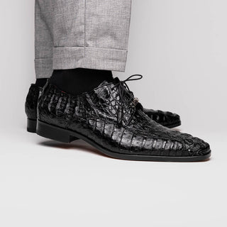 Marco Di Milano Apricena Men's Shoes Genuine Black Caiman Crocodile Derby (MDM1092)