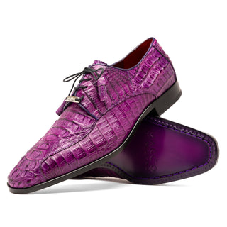 Marco Di Milano Apricena Men's Shoes Genuine Purple Caiman Crocodile Derby (MDM1092)