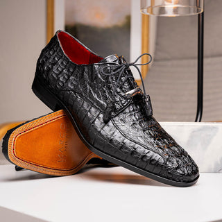 Marco Di Milano Apricena Men's Shoes Genuine Black Caiman Crocodile Derby (MDM1092)