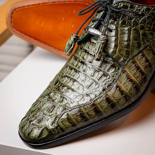 Marco Di Milano Apricena Men's Shoes Genuine Woodgreen Caiman Crocodile Derby (MDM1092)