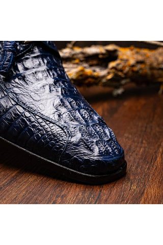 Marco Di Milano Apricena Genuine Midnight Blue Caiman Crocodile Dress Derby (MDM1092)