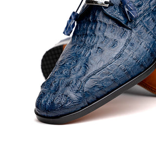 Marco Di Milano Apricena Men's Shoes Genuine Navy Caiman Crocodile Derby (MDM1092)