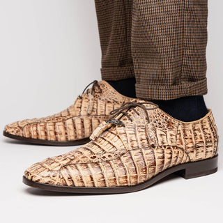 Marco Di Milano Apricena Men's Shoes Genuine Rustic Orix Caiman Crocodile Derby (MDM1092)