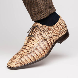 Marco Di Milano Apricena Men's Shoes Genuine Rustic Orix Caiman Crocodile Derby (MDM1092)