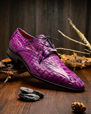Marco Di Milano Apricena Men's Shoes Genuine Purple Caiman Crocodile Derby (MDM1092)