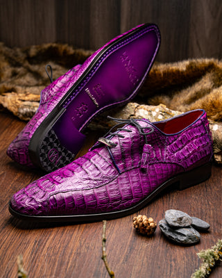 Marco Di Milano Apricena Men's Shoes Genuine Purple Caiman Crocodile Derby (MDM1092)