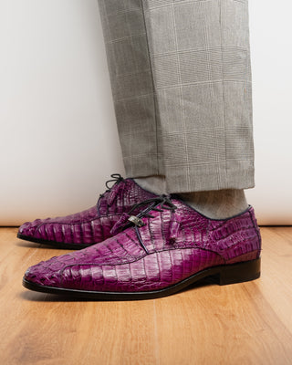 Marco Di Milano Apricena Men's Shoes Genuine Purple Caiman Crocodile Derby (MDM1092)