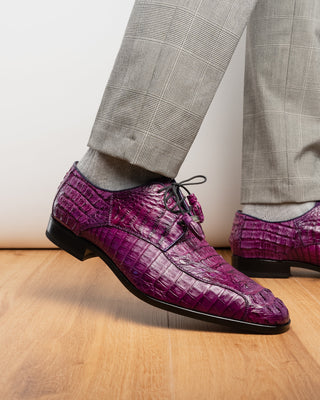 Marco Di Milano Apricena Men's Shoes Genuine Purple Caiman Crocodile Derby (MDM1092)
