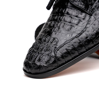 Marco Di Milano Apricena Men's Shoes Genuine Black Caiman Crocodile Derby (MDM1092)