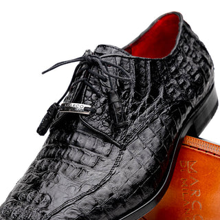 Marco Di Milano Apricena Men's Shoes Genuine Black Caiman Crocodile Derby (MDM1092)