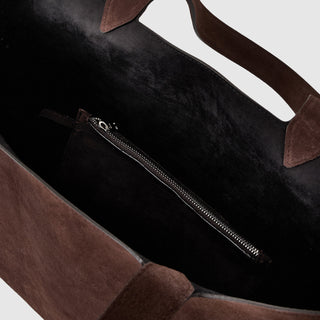 Aquatalia Ari suede tote bag in Espresso - detail