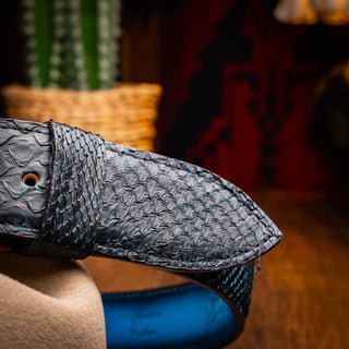 Marco Di Milano Arkansas Men’s Black & Blue Genuine Python Skin Belt (MDMB1046)