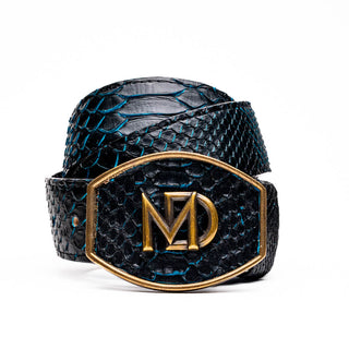 Marco Di Milano Arkansas Men’s Black & Blue Genuine Python Skin Belt (MDMB1046)