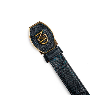 Marco Di Milano Arkansas Men’s Black & Blue Genuine Python Skin Belt (MDMB1046)