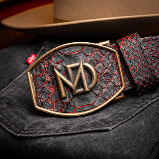Marco Di Milano Arkansas Men’s Black Cherry Genuine Python Skin Belt (MDMB1046)