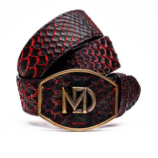 Marco Di Milano Arkansas Men’s Black Cherry Genuine Python Skin Belt (MDMB1046)