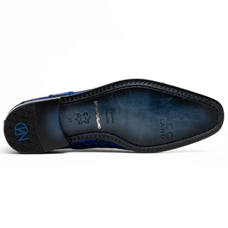 Marco Di Milano Asti Men's Shoes Electric Blue Genuine Caiman Crocodile Patchwork Derby (MDM1208)