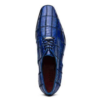 Marco Di Milano Asti Men's Shoes Electric Blue Genuine Caiman Crocodile Patchwork Derby (MDM1208)
