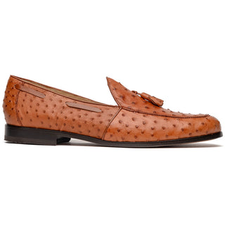 Marco Di Milano Aubiere Men's Shoes Exotic Cognac Ostrich Tassels Loafers (MDM1198)
