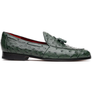 Marco Di Milano Aubiere Men's Shoes Exotic Forest Green Ostrich Tassels Loafers (MDM1198)