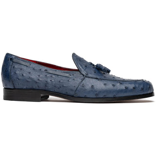 Marco Di Milano Aubiere Men's Shoes Exotic Navy Ostrich Tassel Loafers (MDM1198)