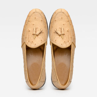 Marco Di Milano Aubiere Men's Shoes Exotic Ostrich Tassels Loafers (MDM1198)