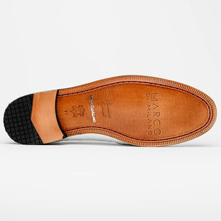 Marco Di Milano Aubiere Men's Shoes White Exotic Ostrich Tassels Loafers (MDM1198)