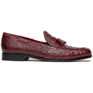 Marco Di Milano Aubiere Men's Shoes Exotic Wine Ostrich Tassels Loafers (MDM1198)
