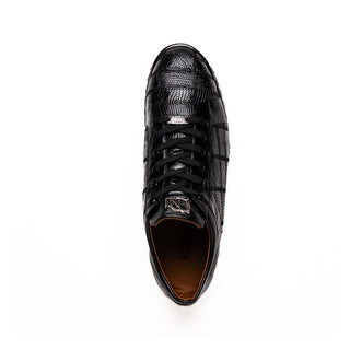 Marco Di Milano Bari Men's Shoes Black Genuine Patchwork Lizard Skin Fashion Sneakers (MDM1142)