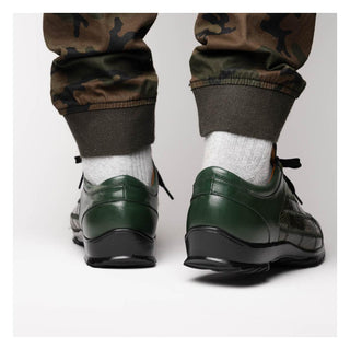 Marco Di Milano Bari Men's Shoes Green Genuine Patchwork Lizard Skin Fashion Sneakers (MDM1142)