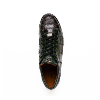 Marco Di Milano Bari Men's Shoes Green Genuine Patchwork Lizard Skin Fashion Sneakers (MDM1142)