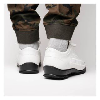 Marco Di Milano Bari Men's Shoes White Genuine Patchwork Lizard Skin Sneakers (MDM1142)