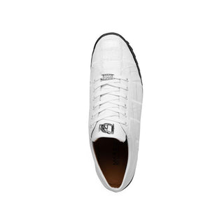 Marco Di Milano Bari Men's Shoes White Genuine Patchwork Lizard Skin Sneakers (MDM1142)