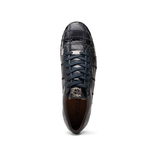 Marco Di Milano Bari Men's Shoes Navy Genuine Patchwork Lizard Skin Sneakers (MDM1142)