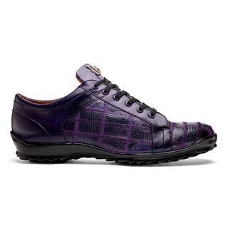 Marco Di Milano Bari Men's Shoes Purple Genuine Patchwork Lizard Skin Fashion Sneakers (MDM1142)