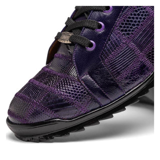 Marco Di Milano Bari Men's Shoes Purple Genuine Patchwork Lizard Skin Fashion Sneakers (MDM1142)