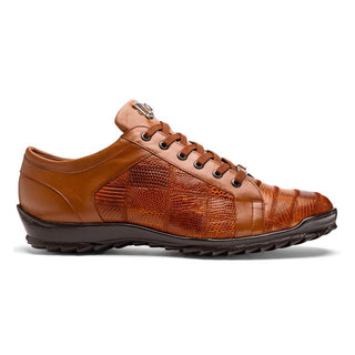 Marco Di Milano Bari Men's Shoes Cognac Genuine Patchwork Lizard Skin Sneakers (MDM1142)