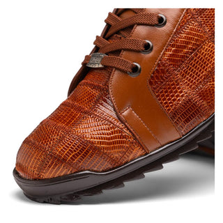 Marco Di Milano Bari Men's Shoes Cognac Genuine Patchwork Lizard Skin Sneakers (MDM1142)