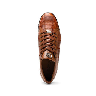 Marco Di Milano Bari Men's Shoes Cognac Genuine Patchwork Lizard Skin Sneakers (MDM1142)