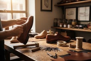 bespoke handmade shoes being made