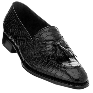 Caporicci 1415 Alligator Fringe Loafer Black