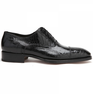 Caporicci 1102 Alligator Cap-Toe Oxford Black