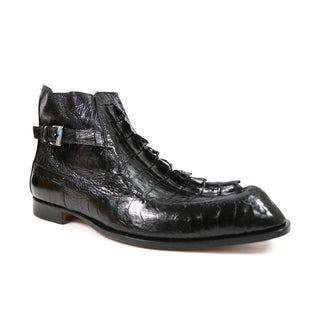 Mauri Havok 3299 Men's Shoes Black Exotic Ostrich Leg / Hornback Split-Toe Boots (MA5589)