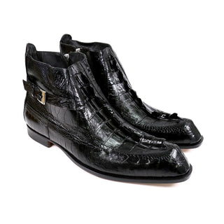Mauri Havok 3299 Men's Shoes Black Exotic Ostrich Leg / Hornback Split-Toe Boots (MA5589)